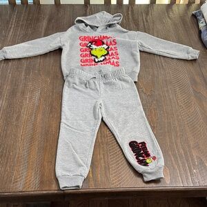 Kids Gray Grinch Hoodie & Jogger Set - Cozy Holiday Loungewear